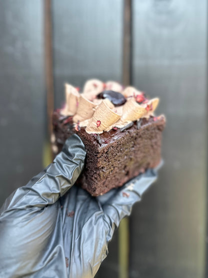 Chocolate and beetroot cake with blackcurrant jam