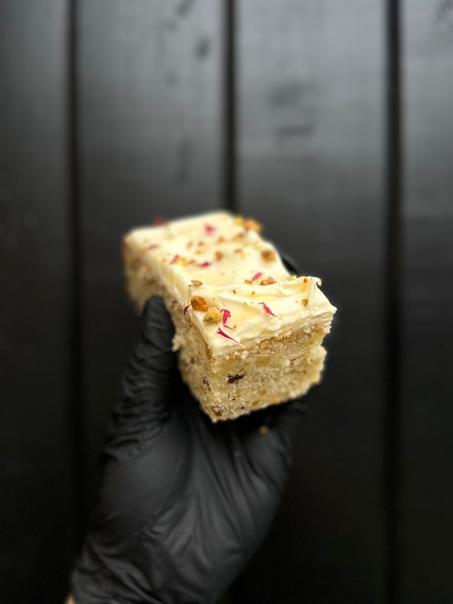 Pistachio cake with honey cream cheese frosting
